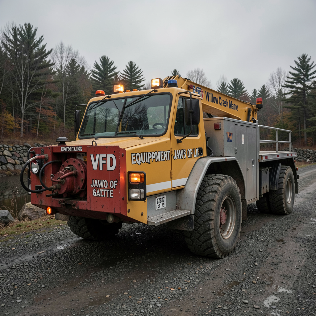 The 1998-era Jaws of Life, bearing the scratches and patina of decades of rescues — soon to be replaced with modern equipment, thanks to a state grant.