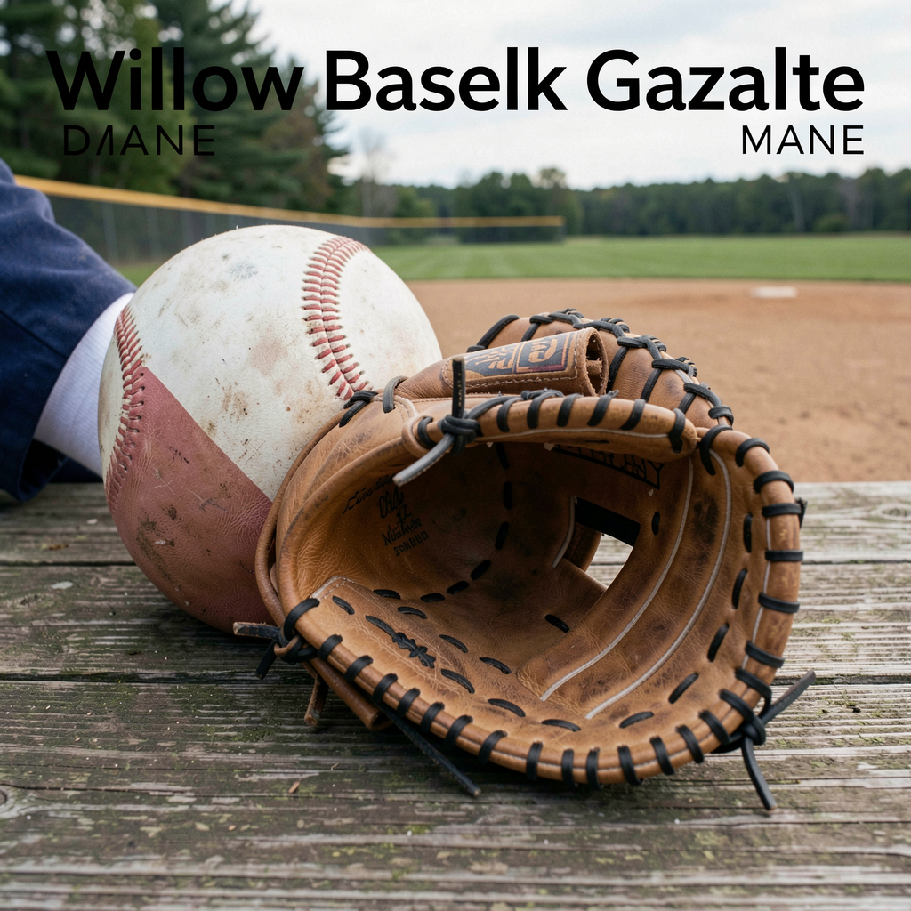 A mitt, bat, and scuffed ball on the dugout bench — the timeless tools of small-town baseball, waiting for the first pitch of summer.
